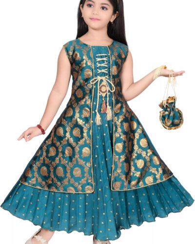 Baby Girls Maxi/Full Length Party Dress (Blue, Sleeveless)