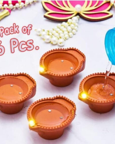 MELVIS Water sensor diyas Plastic (Pack of 6) Table Diya Set (Height: 3 inch)