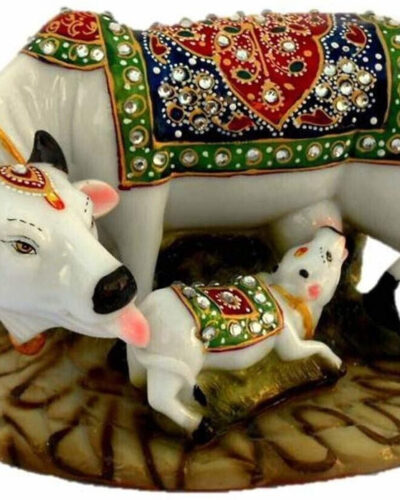 smrkfabtex cow and calf statue Decorative Showpiece - 5 cm (Polyresin, Multicolor)