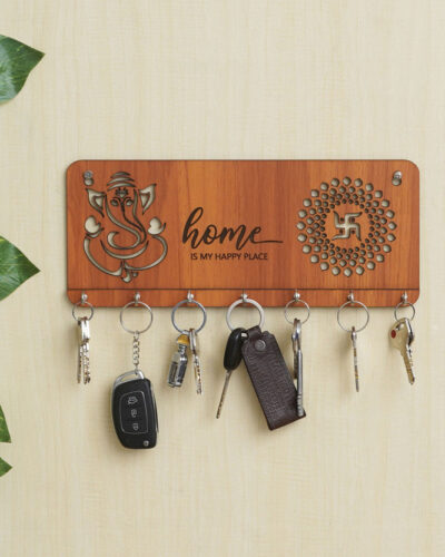 Flipkart SmartBuy Premium HomePremium Home is Our Happy Place for Home and Office Decor Wood Key Holder (7 Hooks, Brown)