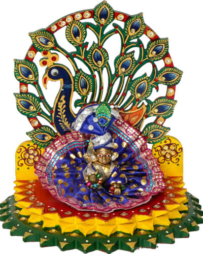 CAPIO ART KRISHNA SIHASAN,Laddu Gopal Singhasan For Home And Office,COMFORTABLE SIHASAN Solid Wood, Engineered Wood Home Temple (Height: 18, Pre-assembled)
