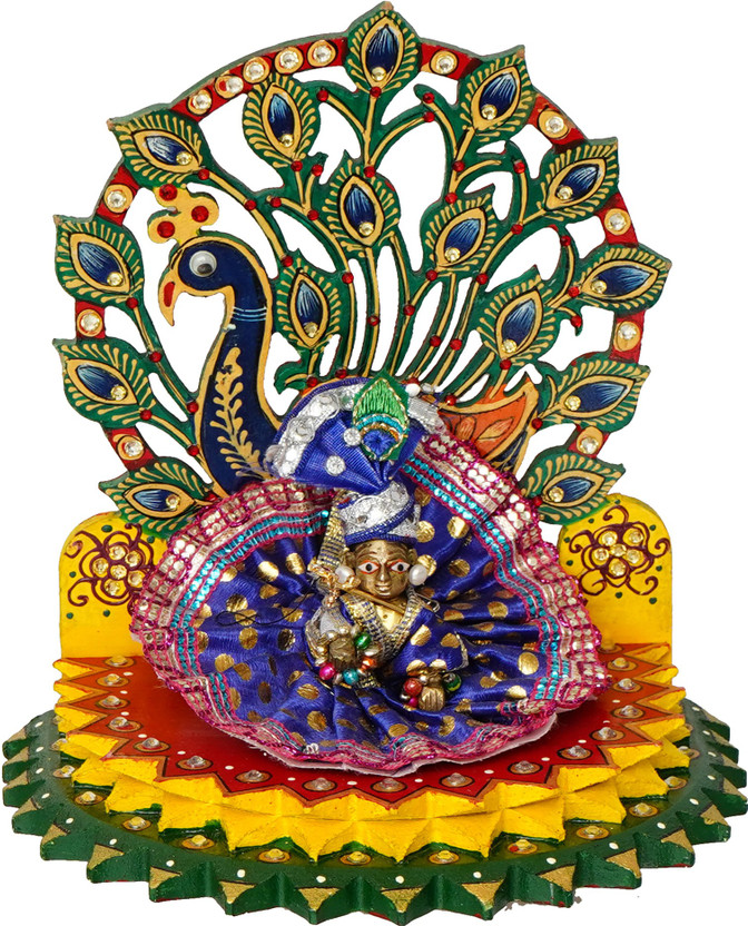 CAPIO ART KRISHNA SIHASAN,Laddu Gopal Singhasan For Home And Office,COMFORTABLE SIHASAN Solid Wood, Engineered Wood Home Temple (Height: 18, Pre-assembled)