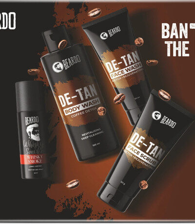 BEARDO Ban The Tan Kit| Face Wash, Body Wash & Face Scrub and Whisky Smoke Deo For Men (4 Items in the set)