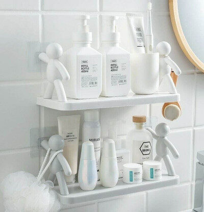 DECORHUB Plastic Wall Shelf (Number of Shelves - 2, White)