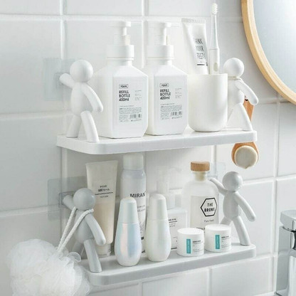 DECORHUB Plastic Wall Shelf (Number of Shelves - 2, White)