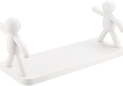 DECORHUB Pack of 2 Wall Hanging Bathroom Storage , Floating Wall Shelf 9.1235 Plastic Wall Shelf (Number of Shelves - 2, White)