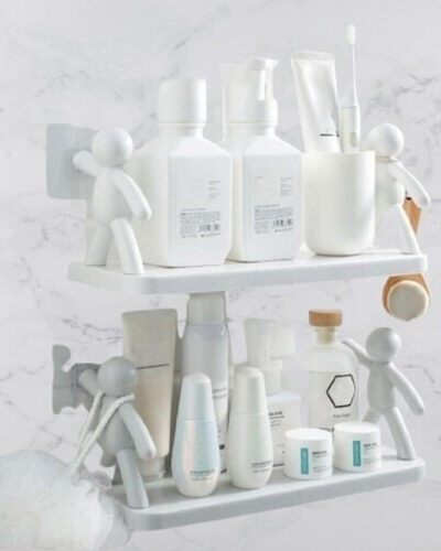 DECORHUB Plastic Wall Shelf (Number of Shelves - 2, White)