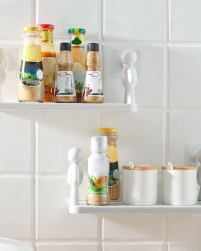 DECORHUB Pack of 2 Wall Hanging Bathroom Storage , Floating Wall Shelf 9.714 Plastic Wall Shelf (Number of Shelves - 2, White)