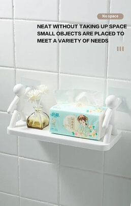 DECORHUB Pack of 2 Wall Hanging Bathroom Storage , Floating Wall Shelf 9.1219 Plastic Wall Shelf (Number of Shelves - 2, White)