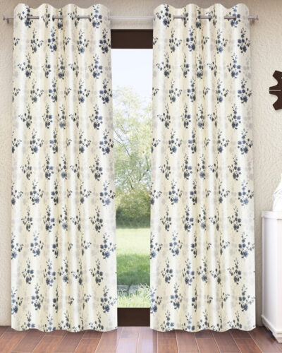 Home Sizzler 213 cm (7 ft) Door Polyester Semi Transparent Curtain (Pack Of 2) (Grey, Floral)