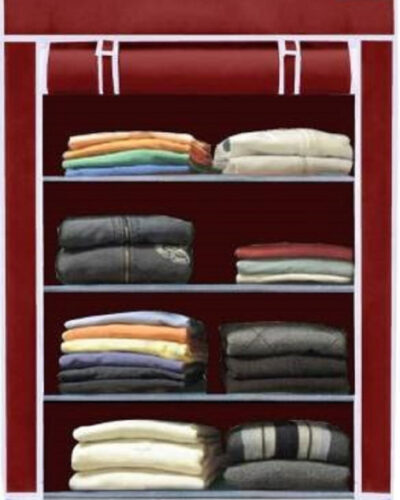 Attache Carbon Steel Collapsible Wardrobe (Finish Color - MAROON, DIY(Do-It-Yourself))