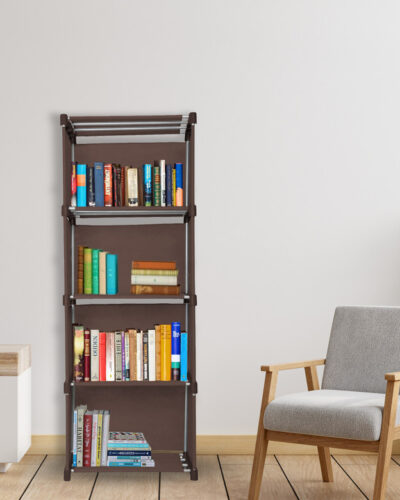 Flipkart Perfect Homes Studio Metal Open Book Shelf (Finish Color - Chocolate Brown, DIY(Do-It-Yourself))