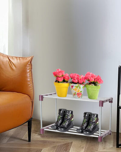 Flipkart Perfect Homes Studio Metal Shoe Stand (Maroon, 2 Shelves, DIY(Do-It-Yourself))