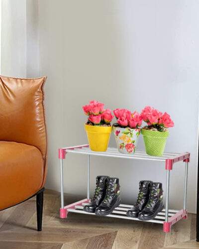 Flipkart Perfect Homes Studio Metal Shoe Stand (Pink, 2 Shelves, DIY(Do-It-Yourself))
