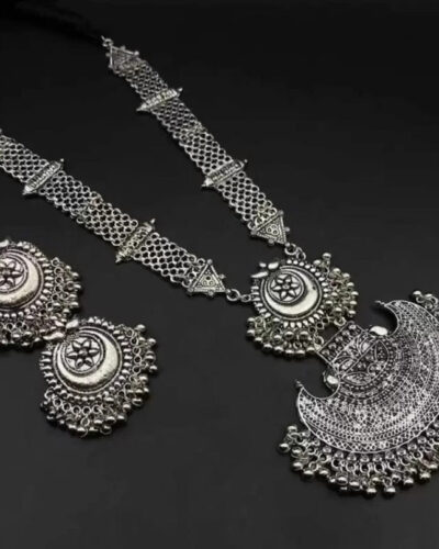 Oxidised Silver Sterling Silver Silver Jewel Set (Pack of 1)