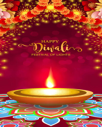 Backdropon Diwali Festival of Lights Design Printed Backdrop (5Feet Height & 8Feet width) (BK1141)