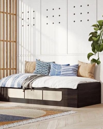 Wakefit Crux Engineered Wood Double Box Bed (Finish Color - Columbian Walnut, Delivery Condition - Knock Down)
