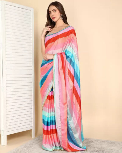Embellished Bollywood Georgette Saree (Multicolor)
