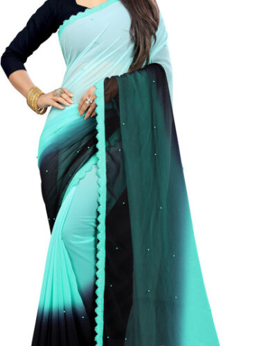 Self Design Bollywood Georgette Saree (Light Blue)