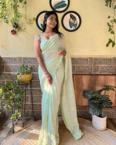 Embroidered Bollywood Georgette Saree (Green)