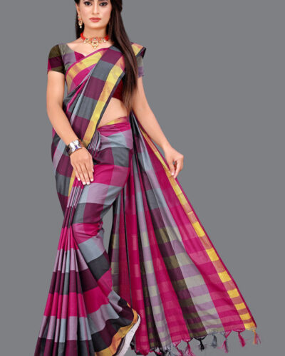 Printed Daily Wear Cotton Silk Saree (Multicolor)
