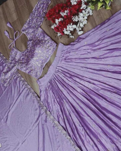 Embroidered Semi Stitched Lehenga Choli (Multicolor)