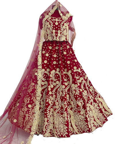 Embroidered Semi Stitched Lehenga Choli (Red)