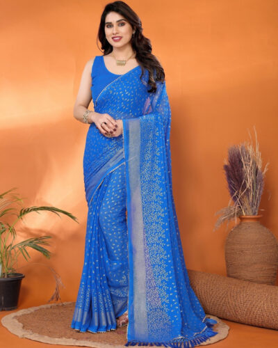 Embellished Bollywood Georgette Saree (Blue)