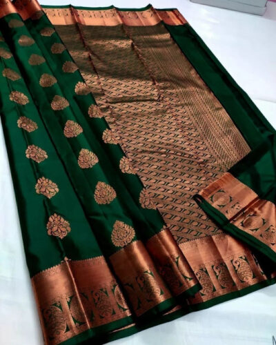 Woven Kanjivaram Pure Silk, Art Silk Saree (Green)