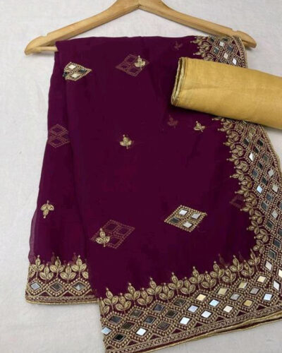 Embroidered Bollywood Georgette Saree (Purple)