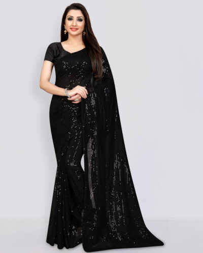 Embellished Bollywood Georgette Saree (Black)