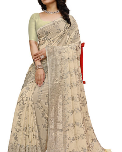 Self Design Bollywood Chiffon, Georgette Saree (Yellow)