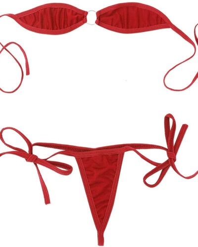 Bra & Panty Set Solid Red Lingerie Set