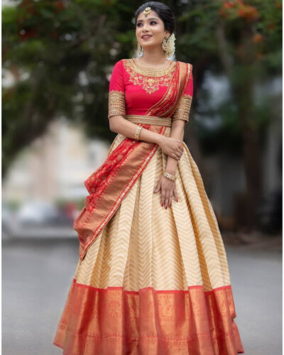 Self Design Semi Stitched Lehenga Choli (Multicolor)