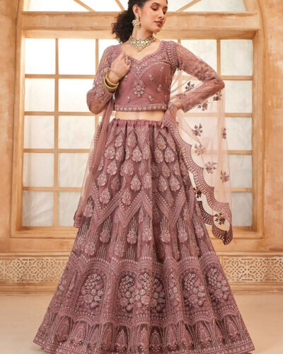 Embroidered Semi Stitched Lehenga Choli (Pink)