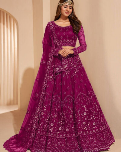 Embroidered Semi Stitched Lehenga Choli (Pink)