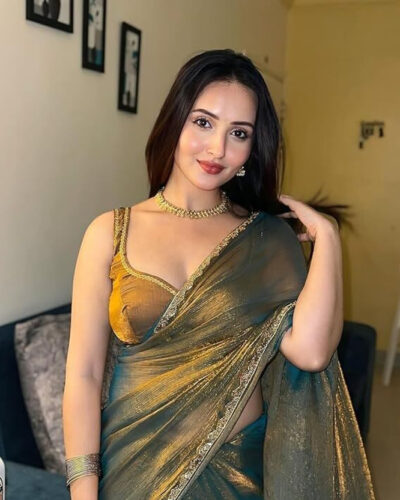 Embroidered Bollywood Georgette Saree (Gold)