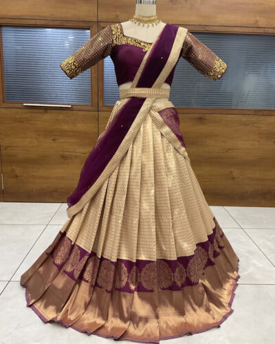Self Design Semi Stitched Lehenga Choli (Purple)