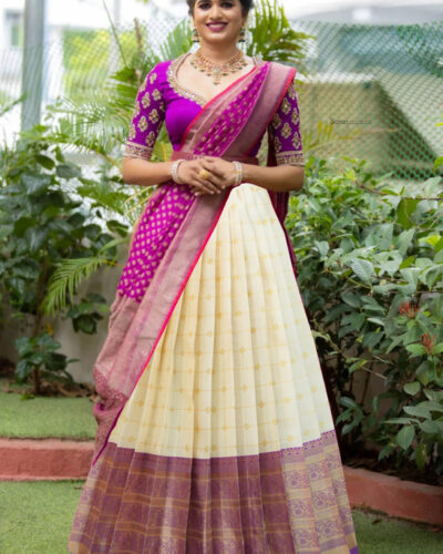 Self Design Semi Stitched Lehenga Choli (Beige)
