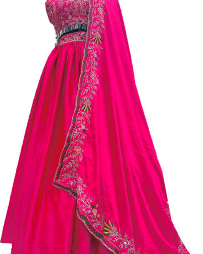Embroidered Semi Stitched Lehenga Choli (Red)