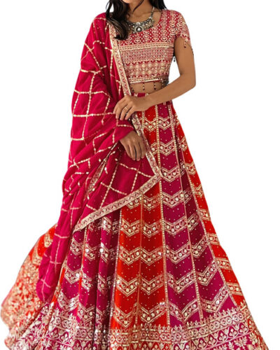 Embroidered Semi Stitched Lehenga Choli (Pink)