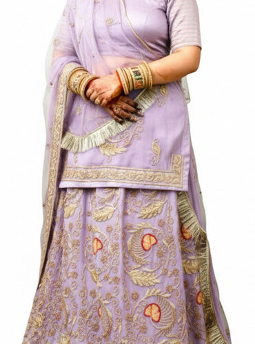 Embroidered Stitched Rajasthani Poshak (Purple)