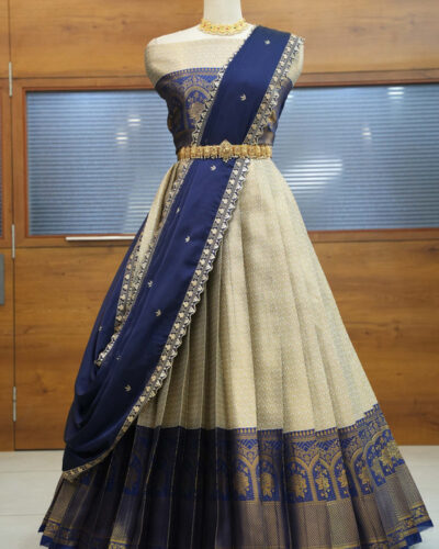 Printed Semi Stitched Lehenga Choli (Beige)