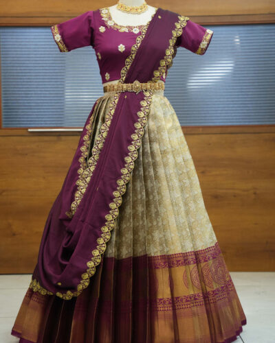 Self Design Semi Stitched Lehenga Choli (Purple)