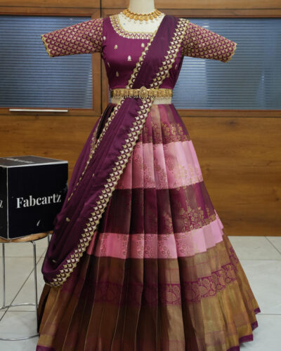 Self Design Semi Stitched Lehenga Choli (Pink)