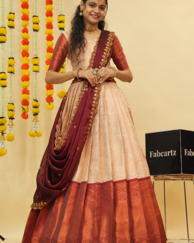 Self Design Semi Stitched Lehenga Choli (White)