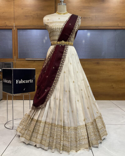 Self Design Semi Stitched Lehenga Choli (Maroon)