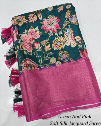 Printed Hand Batik Cotton Silk Saree (Multicolor)