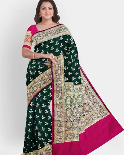 Embroidered Bollywood Net Saree (Cream)