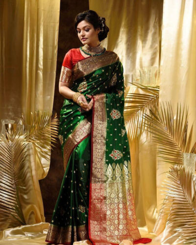 Woven Kanjivaram Pure Silk Saree (Green)